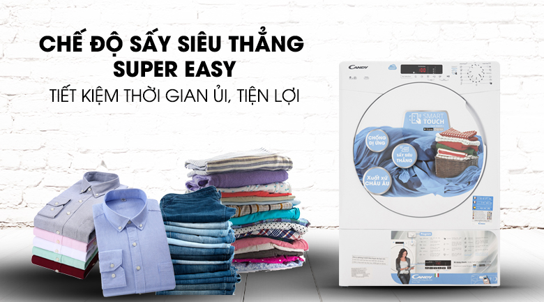 Chế độ Super Easy - Máy sấy Candy 9 Kg CS V9DF-S