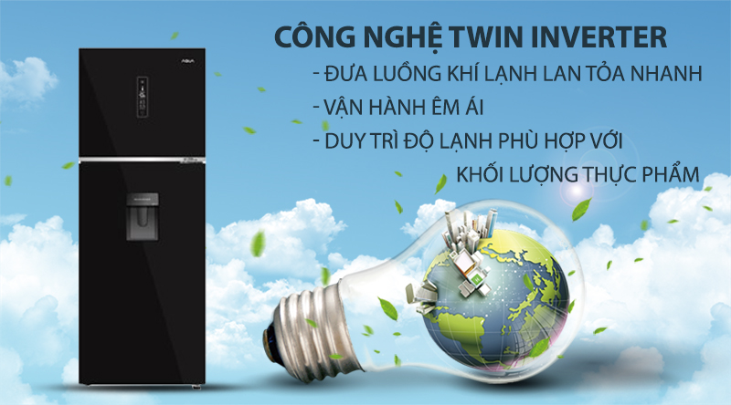 Tủ lạnh Aqua Inverter 344 lít AQR-T389FA(WGB)