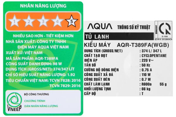 Tu Lanh Aqua Inverter 344 Lit Aqr T389fawgb