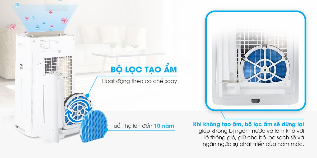 Máy lọc không khí có hút ẩm Sharp KC-G60EV-W