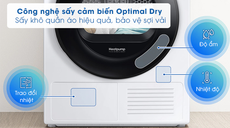 Máy sấy bơm nhiệt Samsung 9 Kg DV90TA240AE/SV