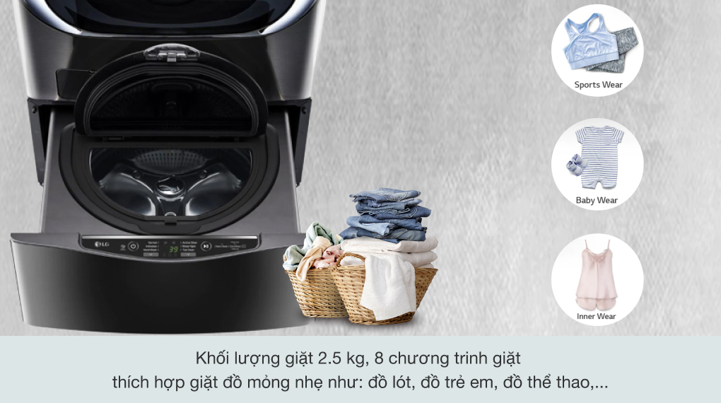 Máy giặt LG Mini Wash 2.5 kg TV2402NTWB