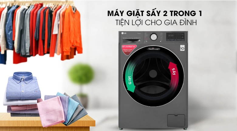 Máy giặt sấy LG Inverter 10Kg Sấy 6Kg FV1410D4P