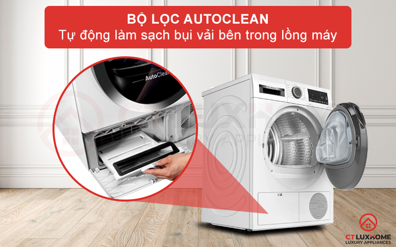 Máy sấy bơm nhiệt Bosch 9 kg WQG241000