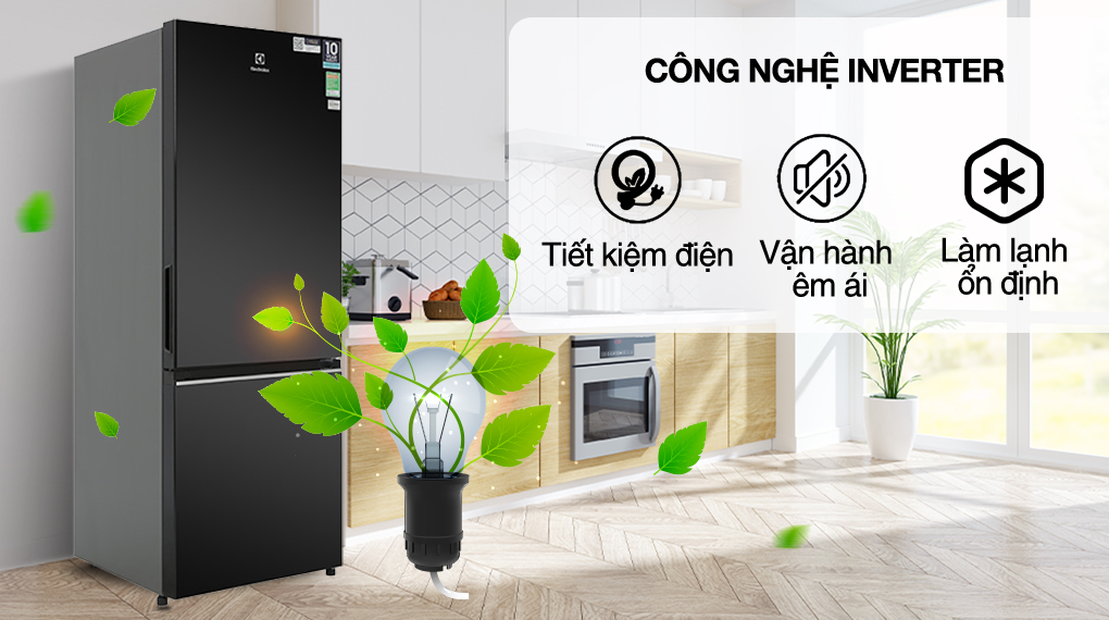 Tủ lạnh Electrolux Inverter 308 Lít EBB3402K-H