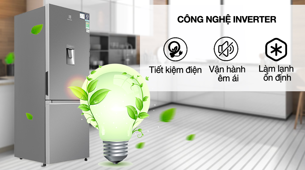 Tủ lạnh Electrolux Inverter 308 Lít EBB3442K-A