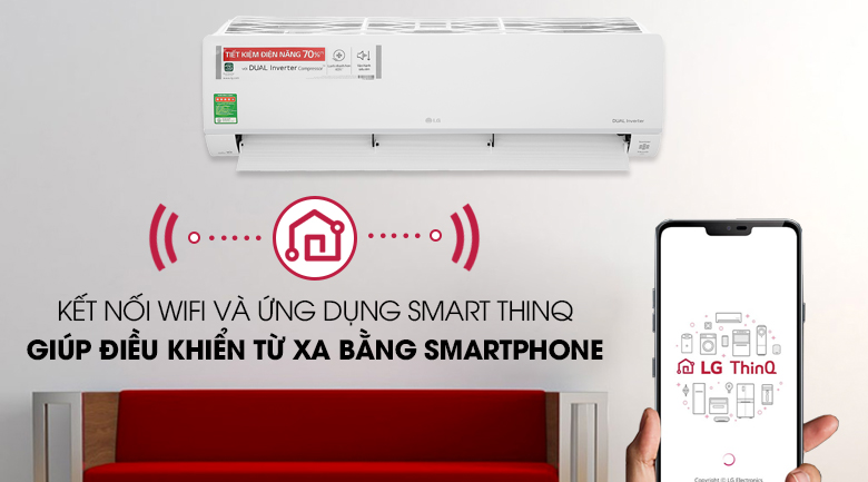 Điều hòa LG Inverter 18000 BTU 1 chiều V18API1 gas R-32