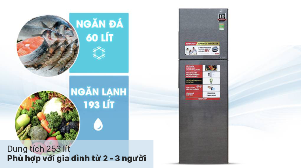 Tủ lạnh Sharp Inverter 253 lít SJ-X282AE-DS