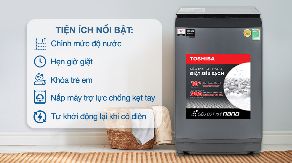 Máy giặt Toshiba Inverter 12 kg AW-DUK1300KV (MK)