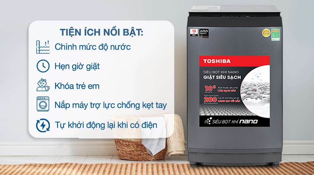 Máy giặt Toshiba Inverter 13 kg AW-DUM1400LV (MK)