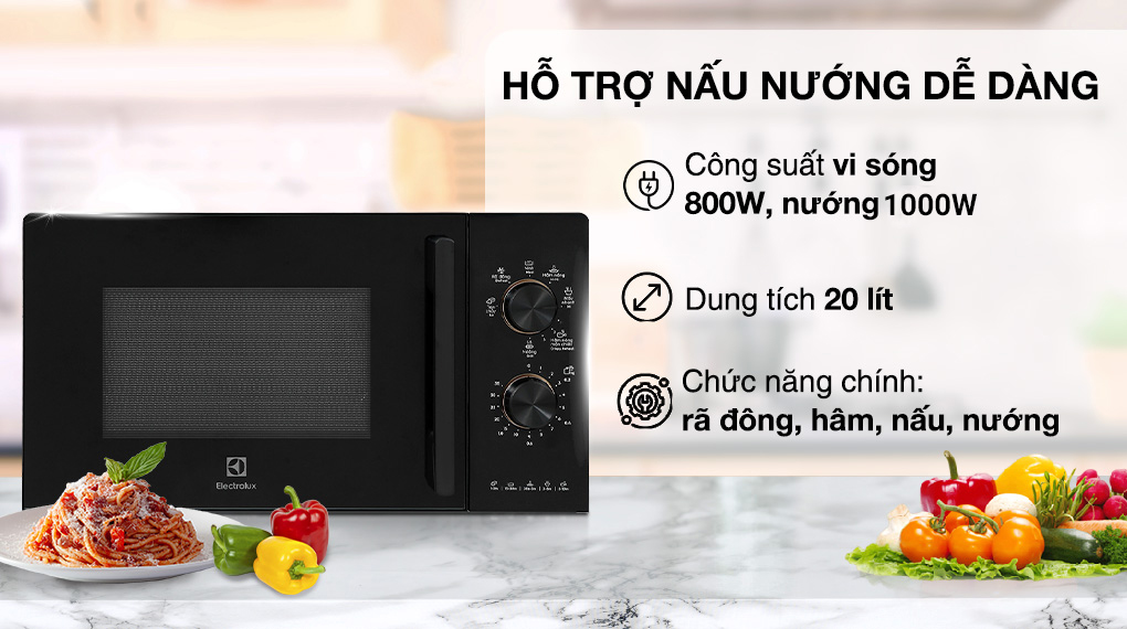 Lò vi sóng có nướng Electrolux EMG20K22B 20 lít