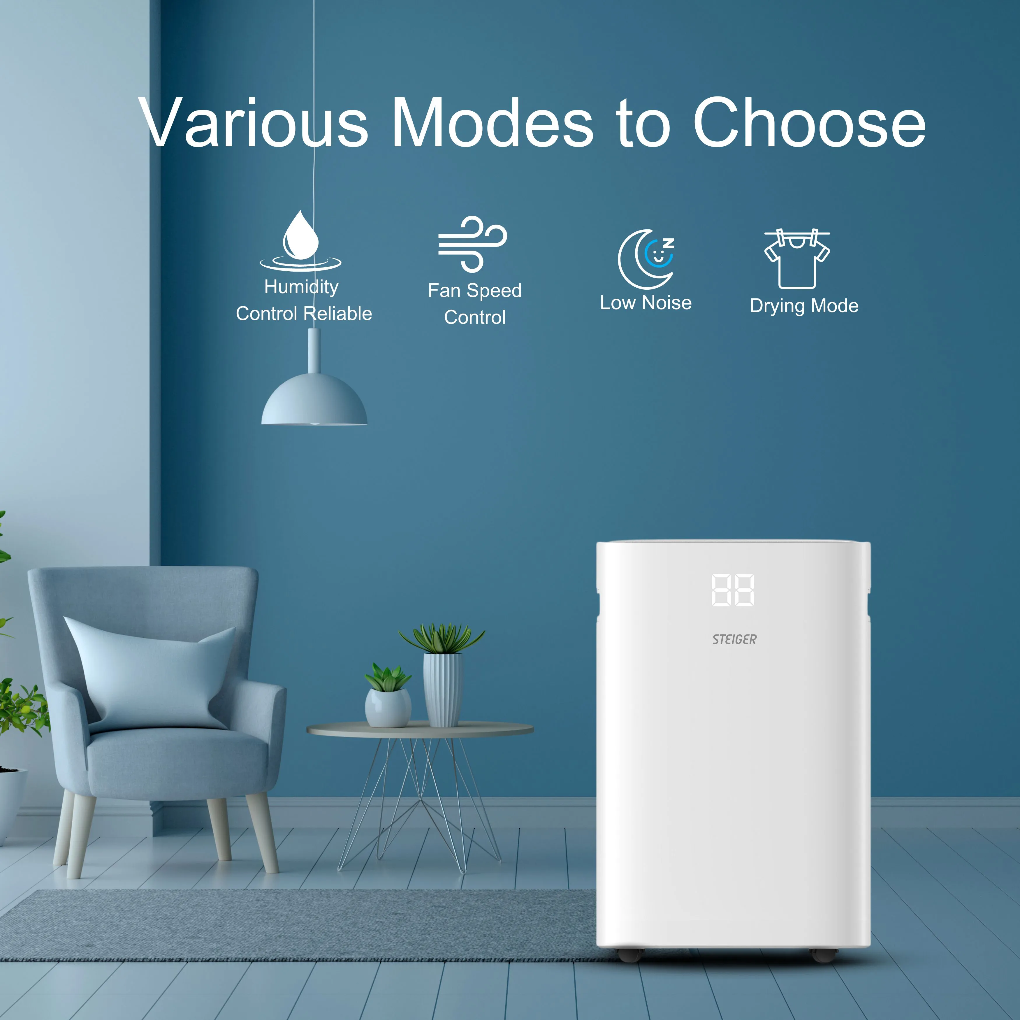 Máy hút ẩm Steiger STG-820DW 20L tích hợp Wifi khóa trẻ em