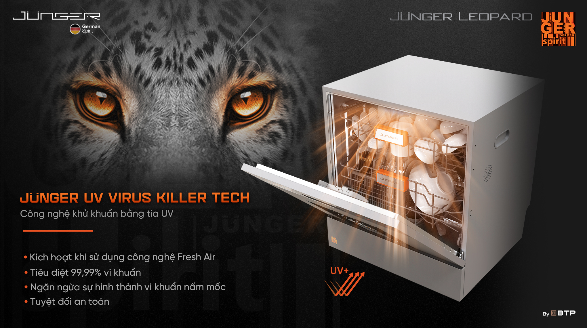 Máy rửa bát 13 bộ Junger Leopard DWJ-100