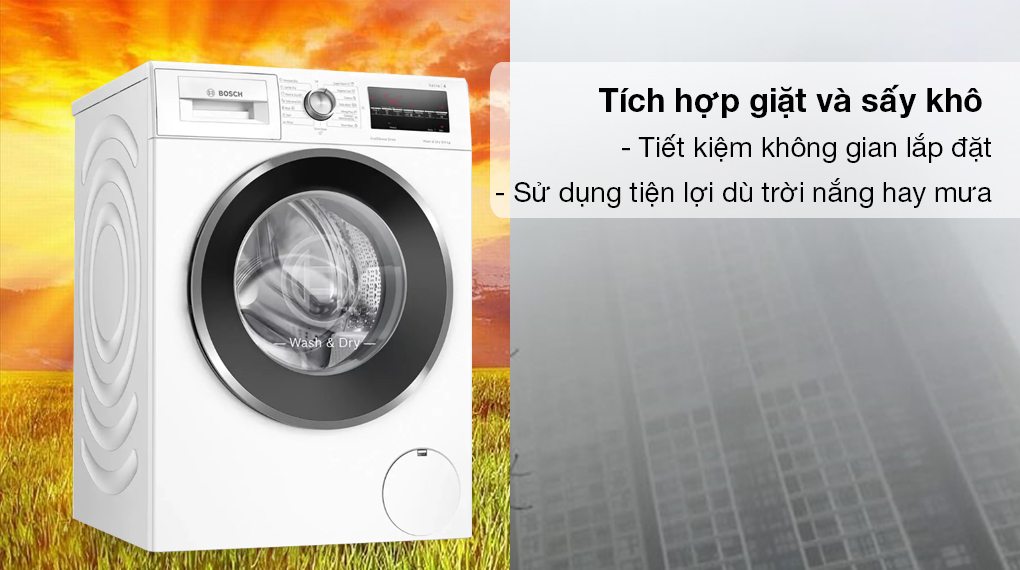 Máy giặt sấy Bosch giặt 9 kg - sấy 6 kg WNA14400SG