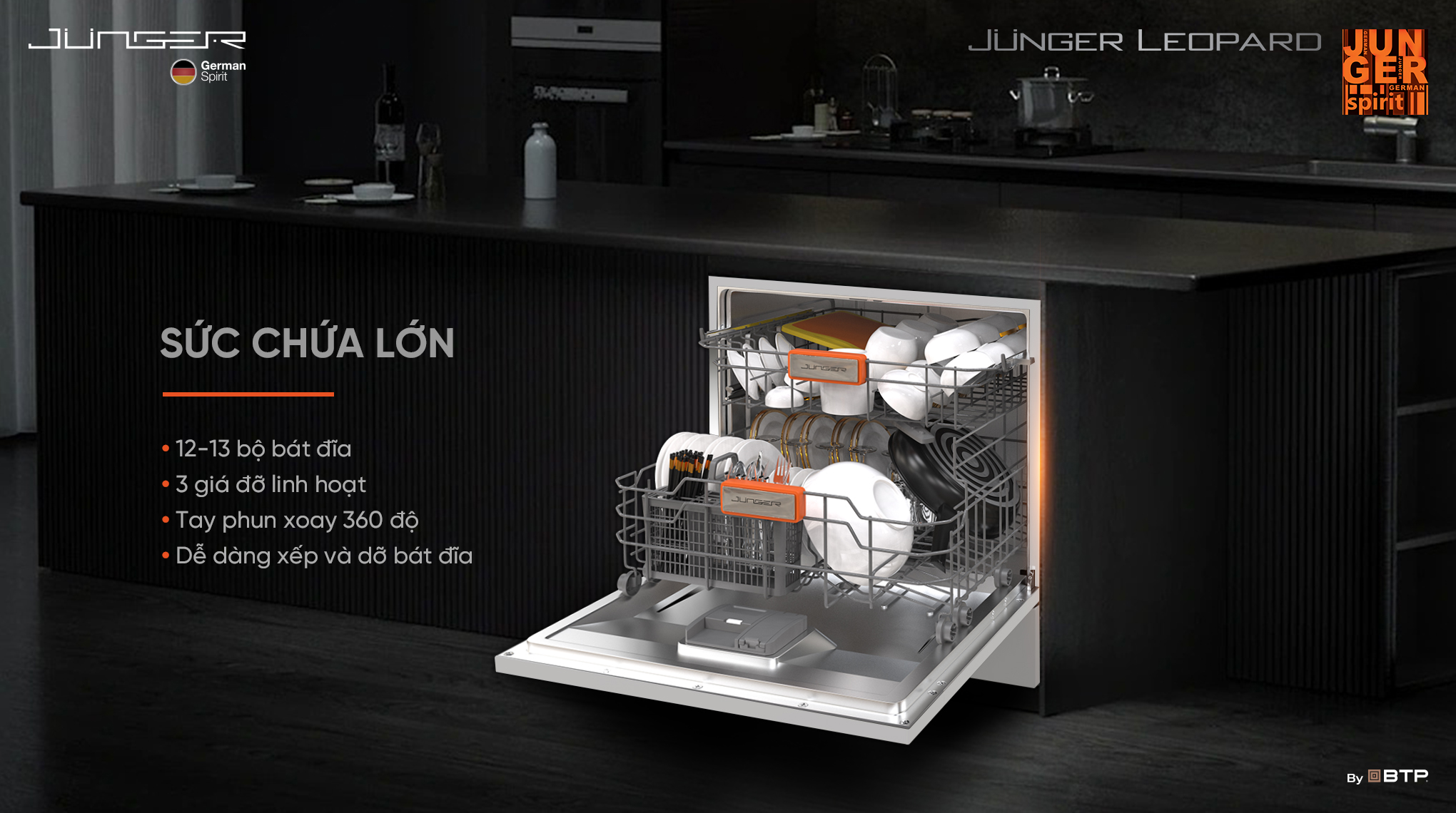 Máy rửa bát 13 bộ Junger Leopard DWJ-100