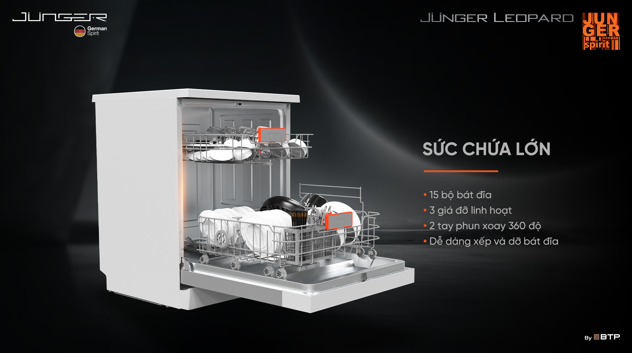 Máy rửa bát 15 bộ Junger Leopard DWJ-140