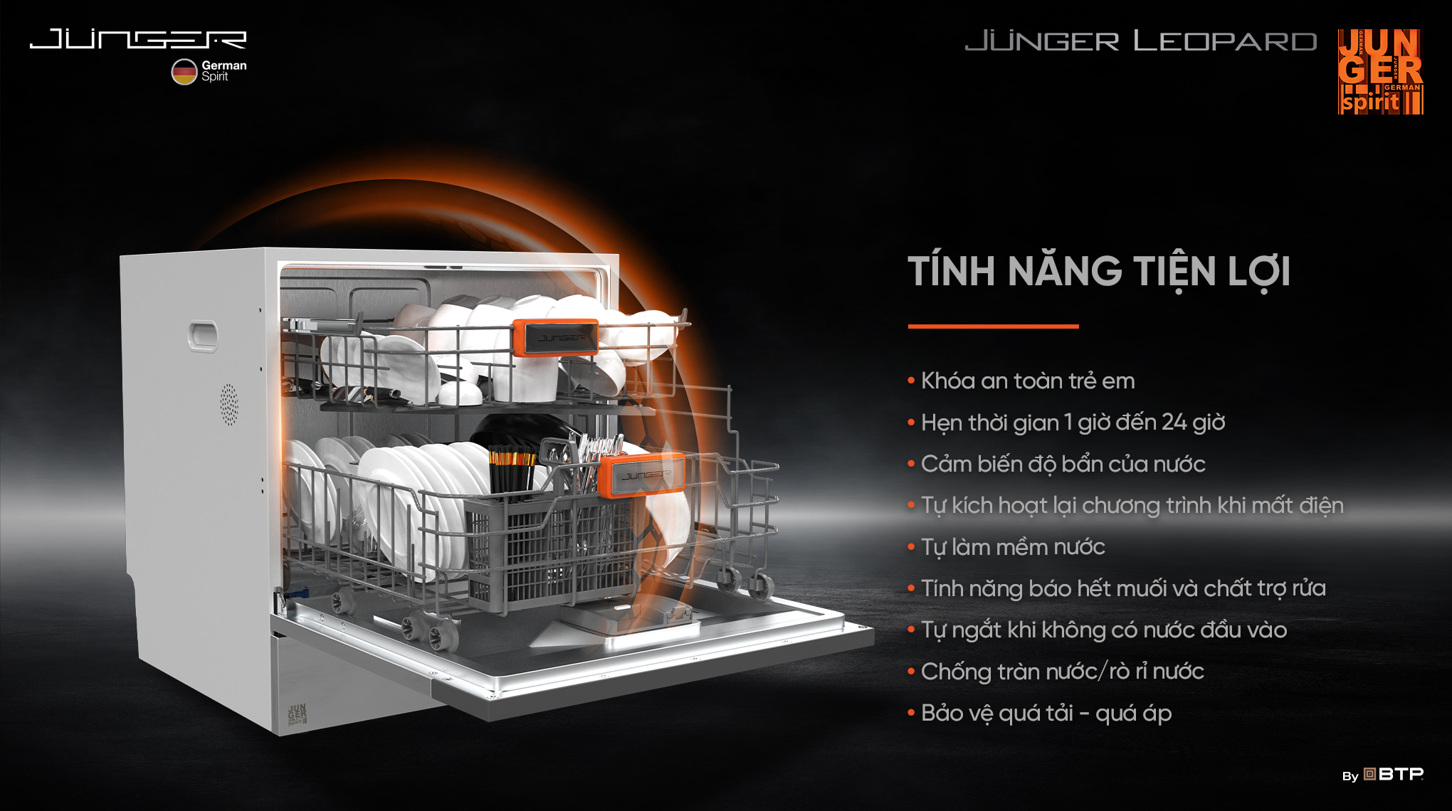 Máy rửa bát 13 bộ Junger Leopard DWJ-100