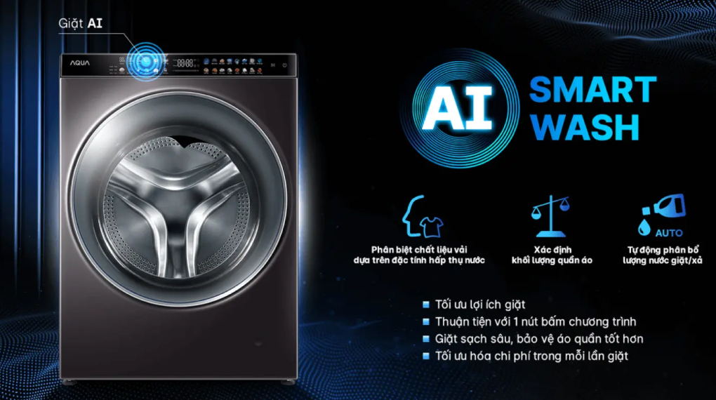 Máy giặt sấy Aqua Inverter giặt 15 kg /sấy 10 kg AQD-DH1500G PP