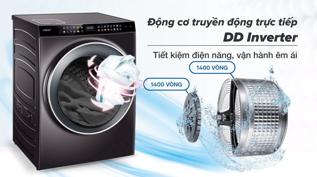 Máy giặt sấy Aqua Inverter giặt 15 kg /sấy 10 kg AQD-DH1500G PP
