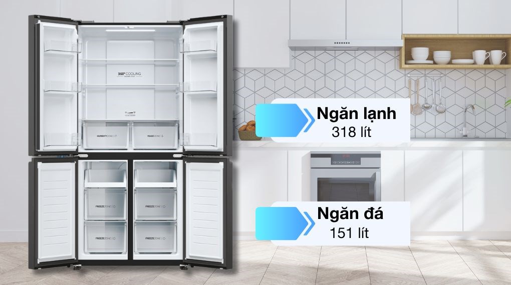 Tủ lạnh Aqua Inverter 469 lít Multi Door AQR-M532XA(CBC)