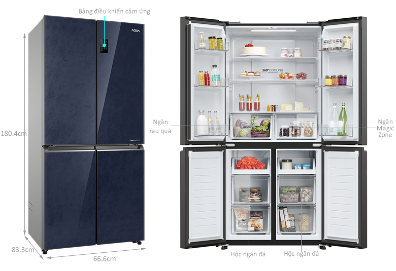 Tủ lạnh Aqua Inverter 469 lít Multi Door AQR-M560XA(GL)