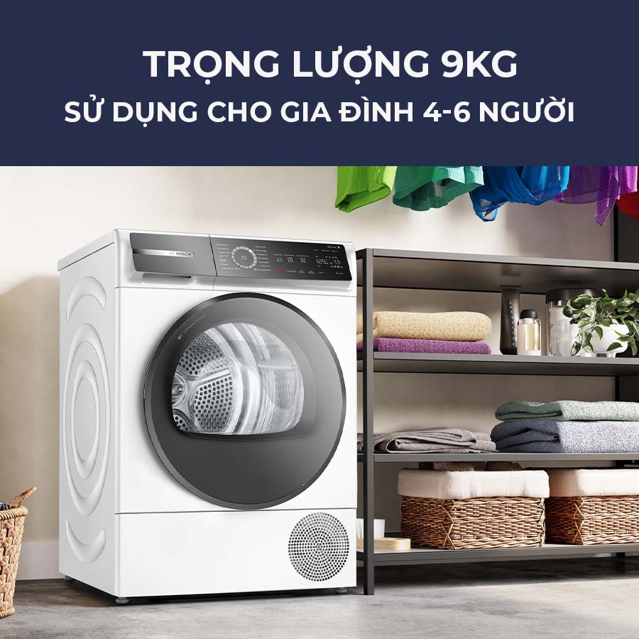 Máy sấy bơm nhiệt Bosch 9kg WQB245B40