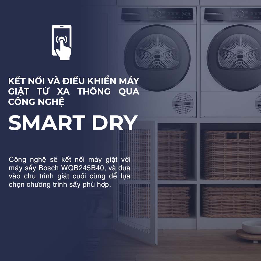Máy sấy bơm nhiệt Bosch 9kg WQB245B40