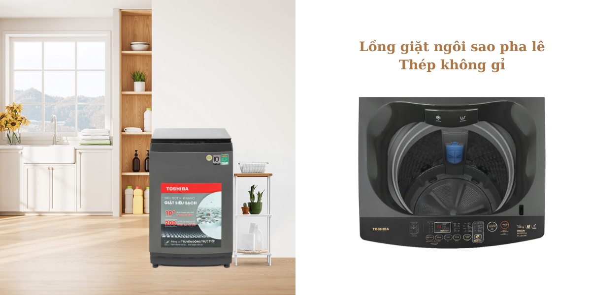 Máy giặt Toshiba Inverter 15 Kg AW-DUM1600LV(SG)