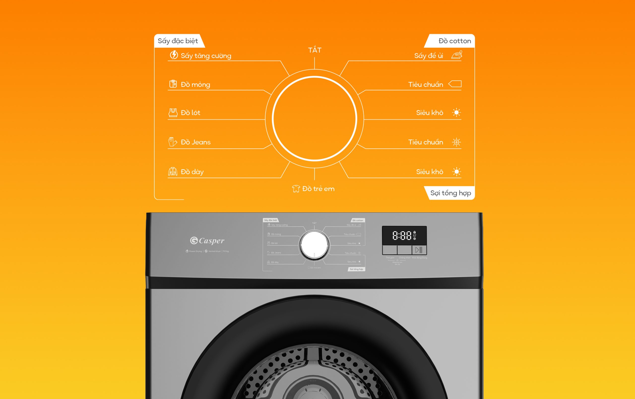 Máy sấy thông hơi Casper 8.2kg TD-E82VG1