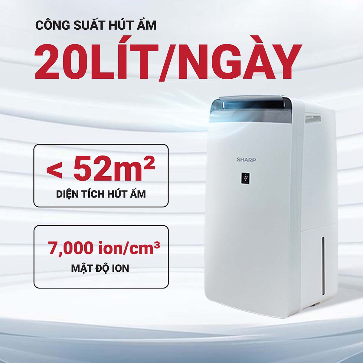 Máy lọc không khí và hút ẩm Sharp DW-J20FV-W
