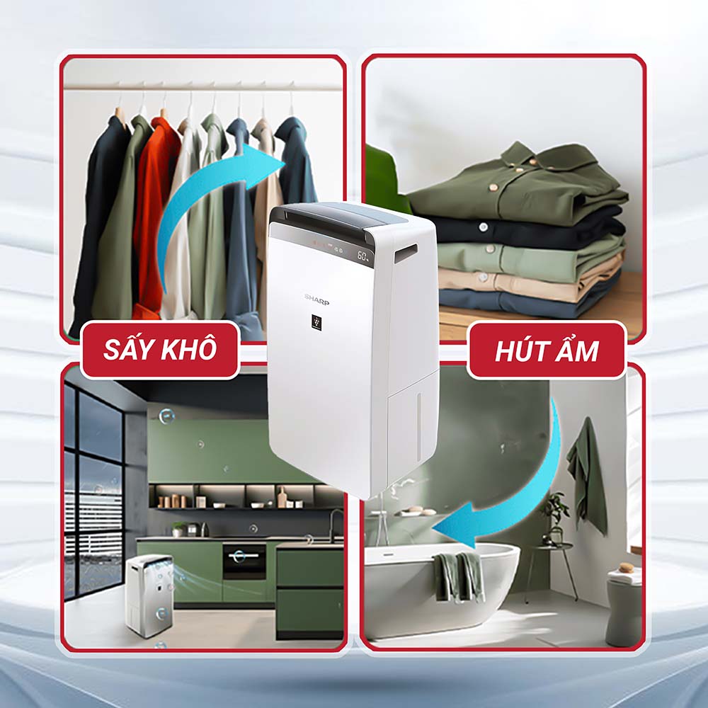 Máy lọc không khí và hút ẩm Sharp DW-J20FV-W