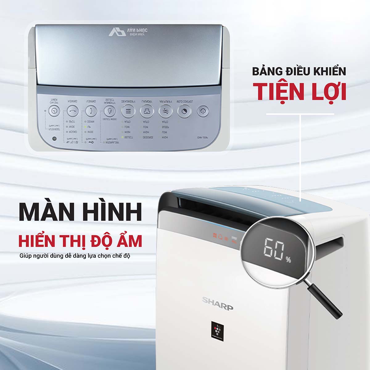 Máy lọc không khí và hút ẩm Sharp DW-J20FV-W