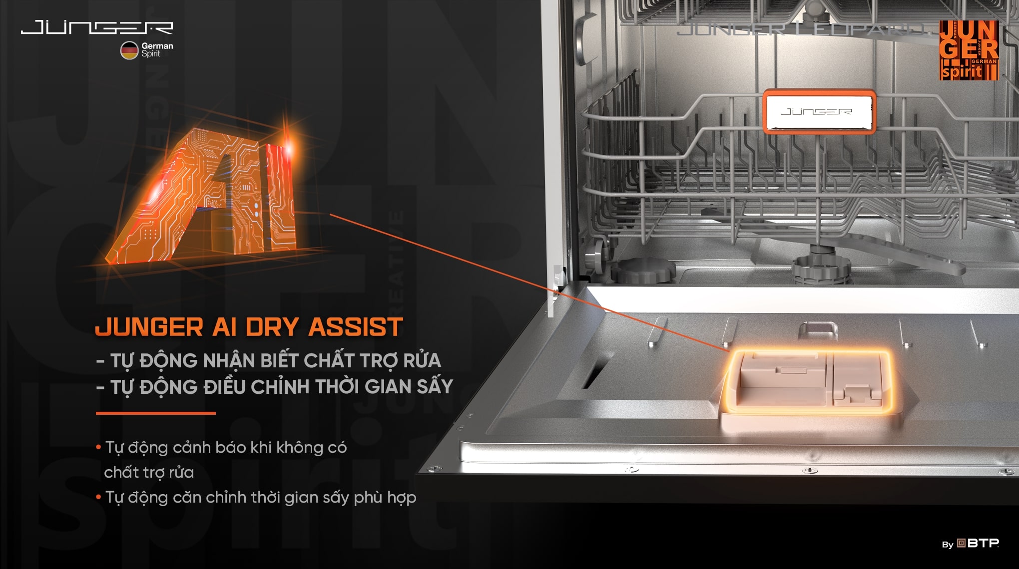 Máy rửa bát Junger 13 bộ JG Leopard DWJ-133