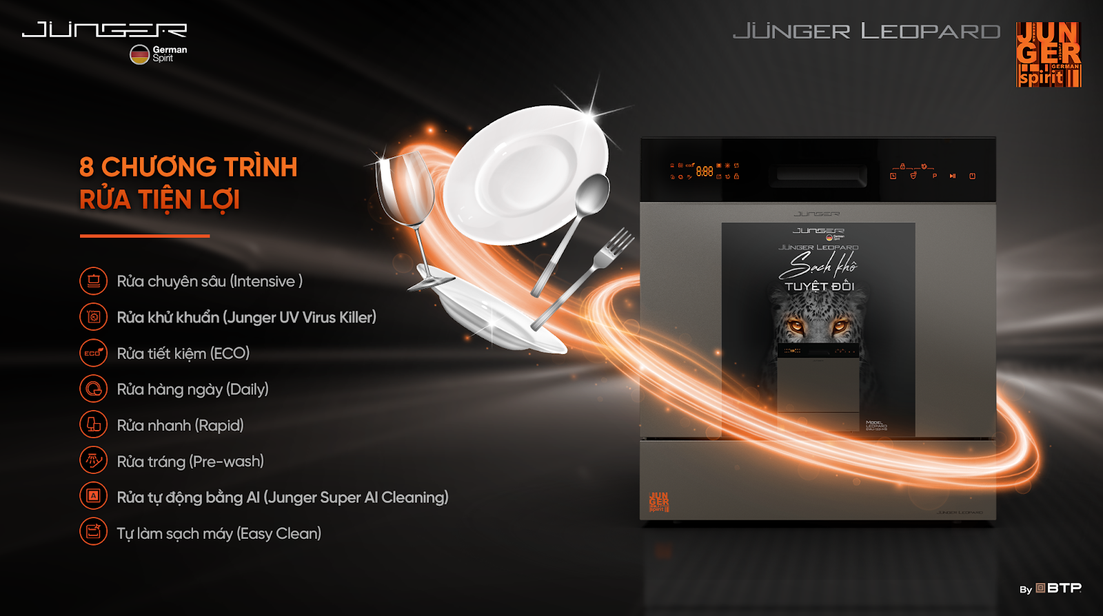 Máy rửa bát Junger 13 bộ JG Leopard DWJ-133