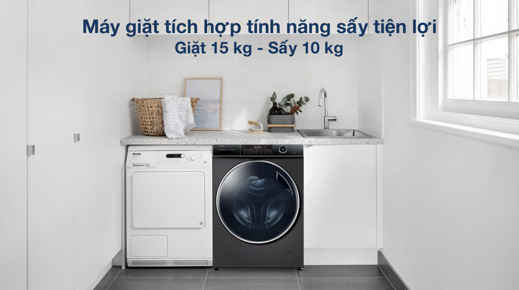 Máy giặt sấy Aqua Inverter giặt 15 kg - sấy 10 kg AQD-AH1500H PS