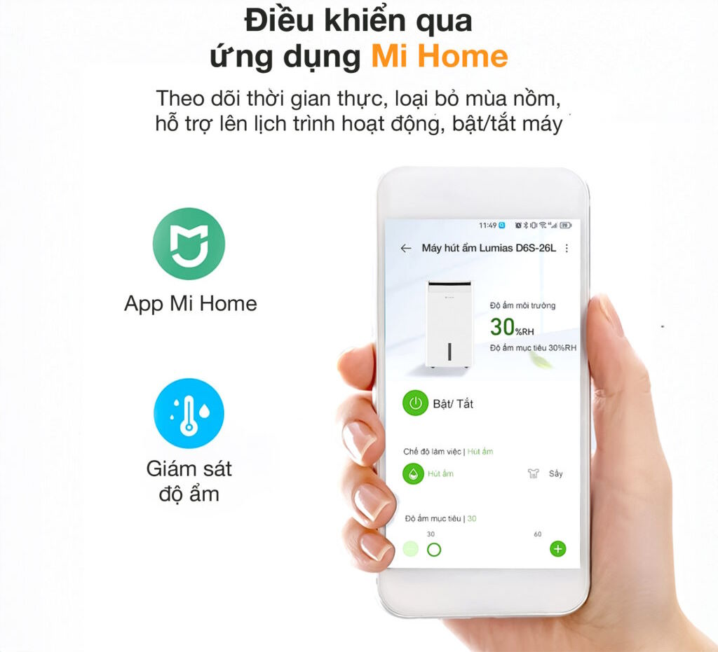 Máy hút ẩm kết hợp lọc không khí Lumias D6S-26L