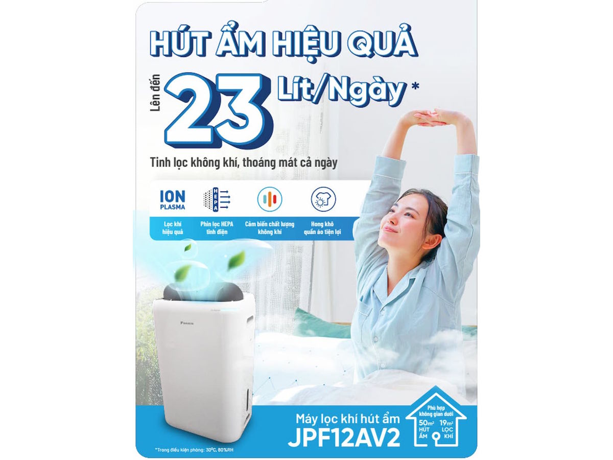 Máy hút ẩm kết hợp lọc không khí Daikin JPF12AV2