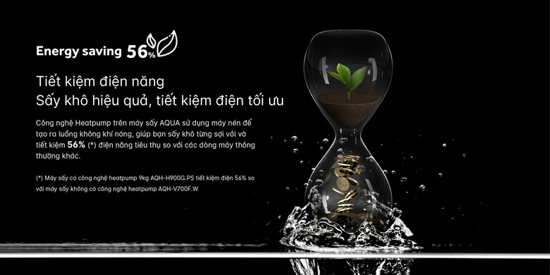 Máy sấy bơm nhiệt Aqua 10kg AQH-H1000J PS