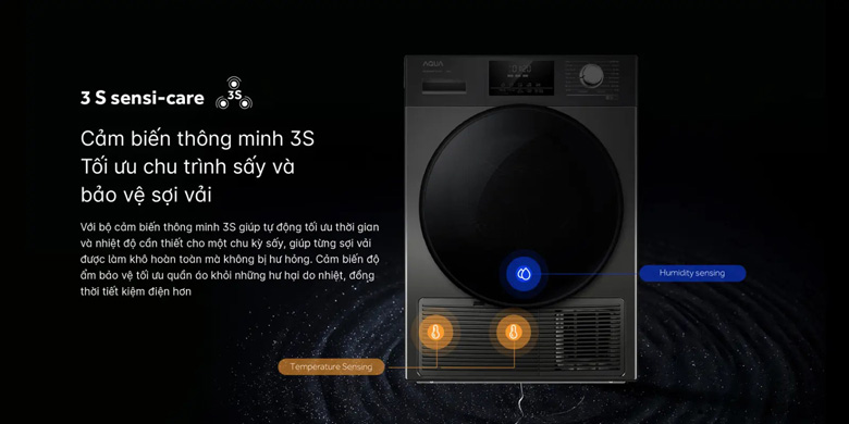 Máy sấy bơm nhiệt Aqua 10kg AQH-H1000J PS