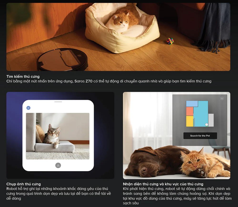 Robot hút bụi lau nhà Roborock Saros Z70