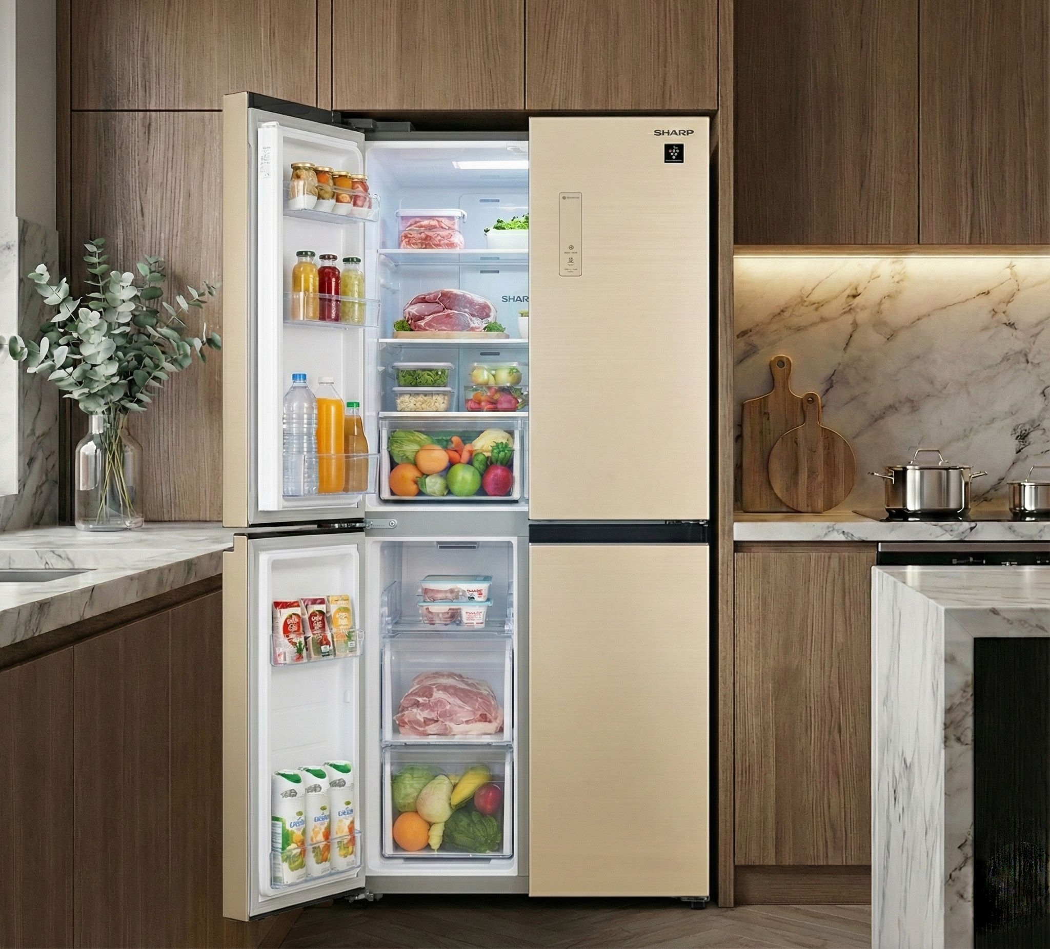 Tủ lạnh Sharp Inverter Multi Door 421 lít SJ-FXP510VG-CH Tủ lạnh Sharp Inverter Multi Door 421 lít SJ-FXP510VG-CH