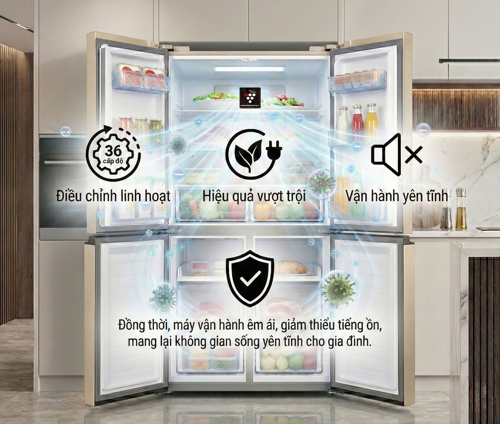 Tủ lạnh Sharp Inverter Multi Door 421 lít SJ-FXP510VG-CH Tủ lạnh Sharp Inverter Multi Door 421 lít SJ-FXP510VG-CH