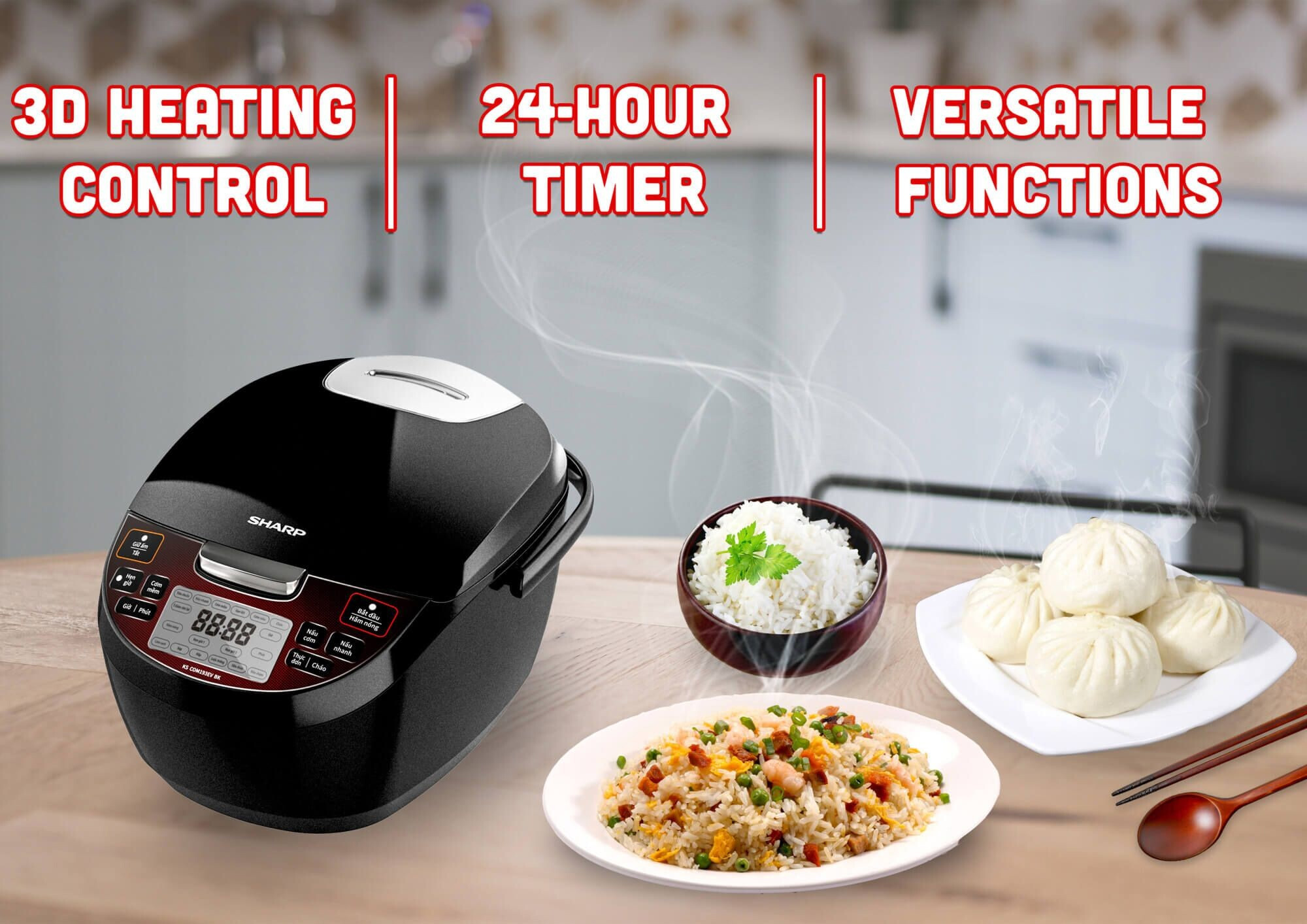 Nồi cơm điện tử Sharp 1.8 lít KS-COM193EV-BK