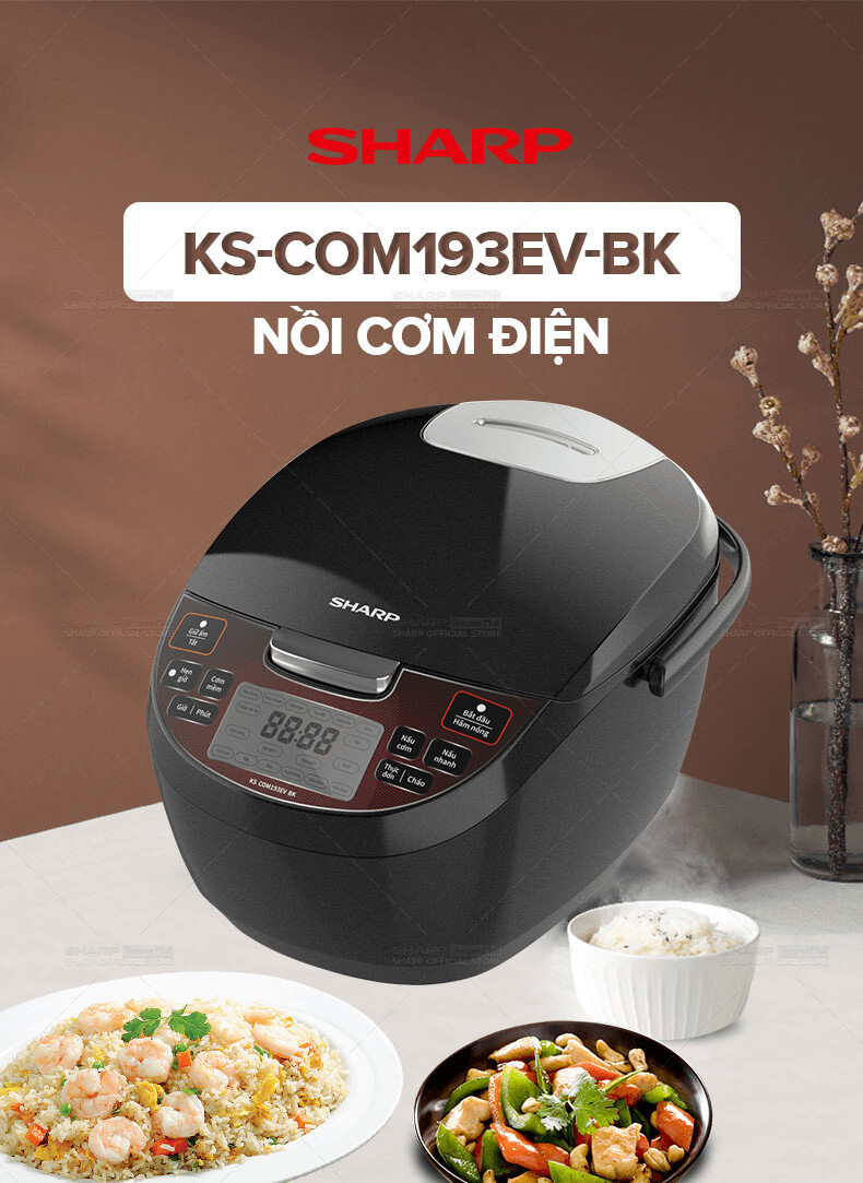 Nồi cơm điện tử Sharp 1.8 lít KS-COM193EV-BK