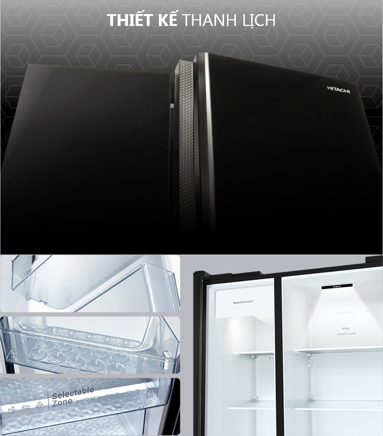 Tủ lạnh Hitachi Inverter 653 lít Side By Side HRSN9713ESAUVN