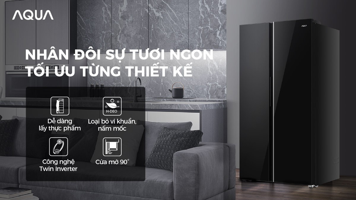 Tủ lạnh Aqua Inverter 646 Lít Side By Side AQR-S682XA(GB) Tủ lạnh Aqua Inverter 646 Lít Side By Side AQR-S682XA(GB)
