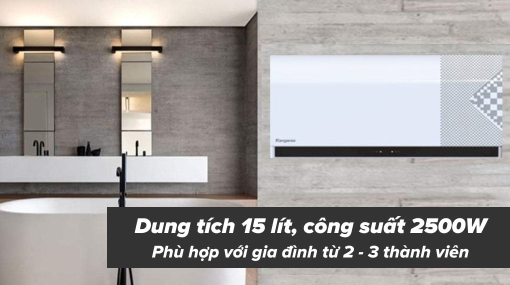 Bình nước nóng gián tiếp Kangaroo 15 lít 2500W KG79A1 Bình nước nóng gián tiếp Kangaroo 15 lít 2500W KG79A1